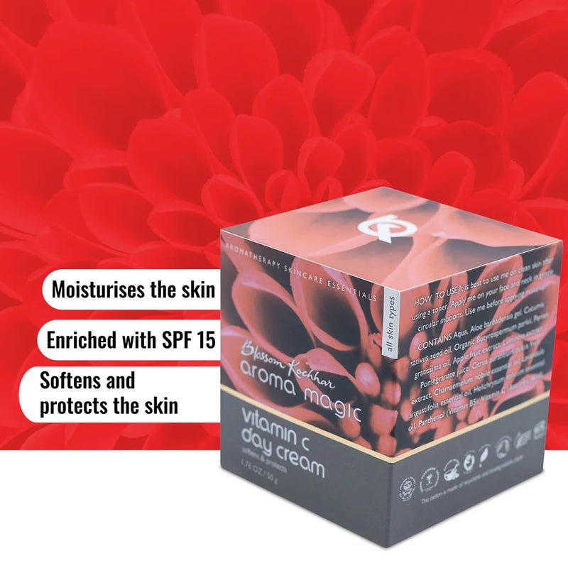 Aroma Magic Vitamin C Day Cream with SPF 15 | Anti Aging Daily Face Moisturizer for All Skin Types | Hydrates, Softens & Protects Skin | Lightweight, Non-Greasy | 7.05 Oz (200g) - Image 2